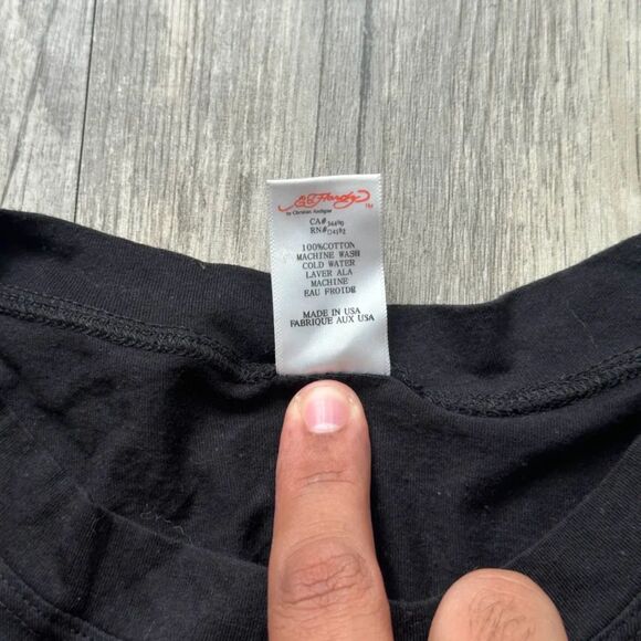 Y2K Ed Hardy Christian Audigier Crowned Bulldog Rhinestone T Shirt Size M - Picture 4 of 6